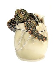 Hatching Sea Turtle Bejeweled Crystal Enamel Pewter Trinket Box Ocean Gi... - £35.52 GBP