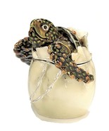 Hatching Sea Turtle Bejeweled Crystal Enamel Pewter Trinket Box Ocean Gi... - £35.71 GBP