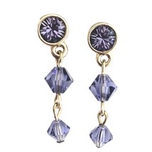 Swarovski Purple Tanzanite Austrian Crystal Dangle Drop Pierce Earrings - $15.78