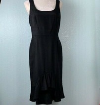 Eccoci Womens Sz 6 Dress Black Silk Spandex Sleeveless Ruffle Hem Lined - £44.01 GBP