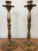 2 Vtg Antique Colonial Style Solid Brass Votive Taper Candlestick Candle Holders - £29.46 GBP