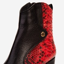 The Saturn Red Pythn Leather Block Heel Women Boot image 7