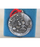 1986 Bergamot Solid Pewter Christmas Ornament - Child opening Presents -... - £19.69 GBP