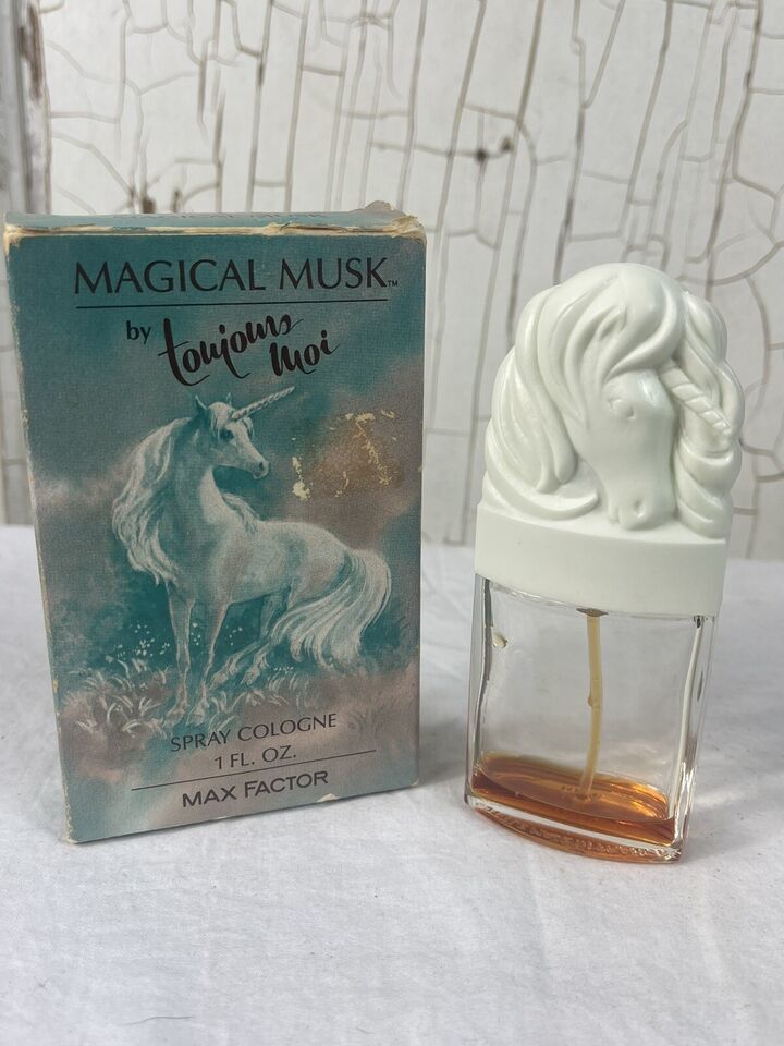 VTG 80's Toujours Moi Magical Musk Cologne Spray 15% Full 4.5” Max Factor w/ Box - $23.36