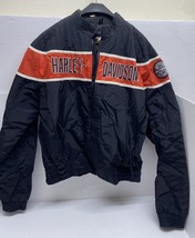 Harley Davidson Jacket Mens XL BLack Bomber Logo Long Sleeve Vintage USA - £50.06 GBP