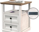 End Table: 24&quot; Tall Sofa Side Table With 2 Drawers; Large Storage: Rusti... - $207.94