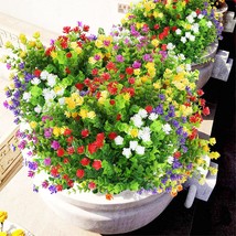 12 Bundle Artificial Flowers For Outdoor Uv Resistant Plants, Fall Faux Flowers - £35.83 GBP