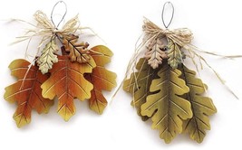 Wooden Hanging Fall Leaves Decor Set of 2, Decorative Maple Leaves and O... - £19.06 GBP