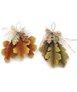 Wooden Hanging Fall Leaves Decor Set of 2, Decorative Maple Leaves and O... - £19.42 GBP