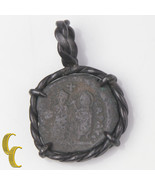 ROMAN COIN IN SILVER ANTIQUED BEZEL PENDANT, 4.9 GR/ 1.9CM DIAMETER - $275.04 CAD