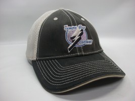 Tampa Bay Lightning Hat S/M Stretch Fit Faded Black White NHL Hockey Trucker Cap - £15.73 GBP