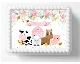 Farm Barnyard Animals Edible Image Edible Birthday or Baby Shower Cake Topper - £11.33 GBP+