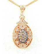.75ct Champagne &amp; White Diamond 14K Pink Gold Pendant and Necklace MSRP ... - £828.35 GBP