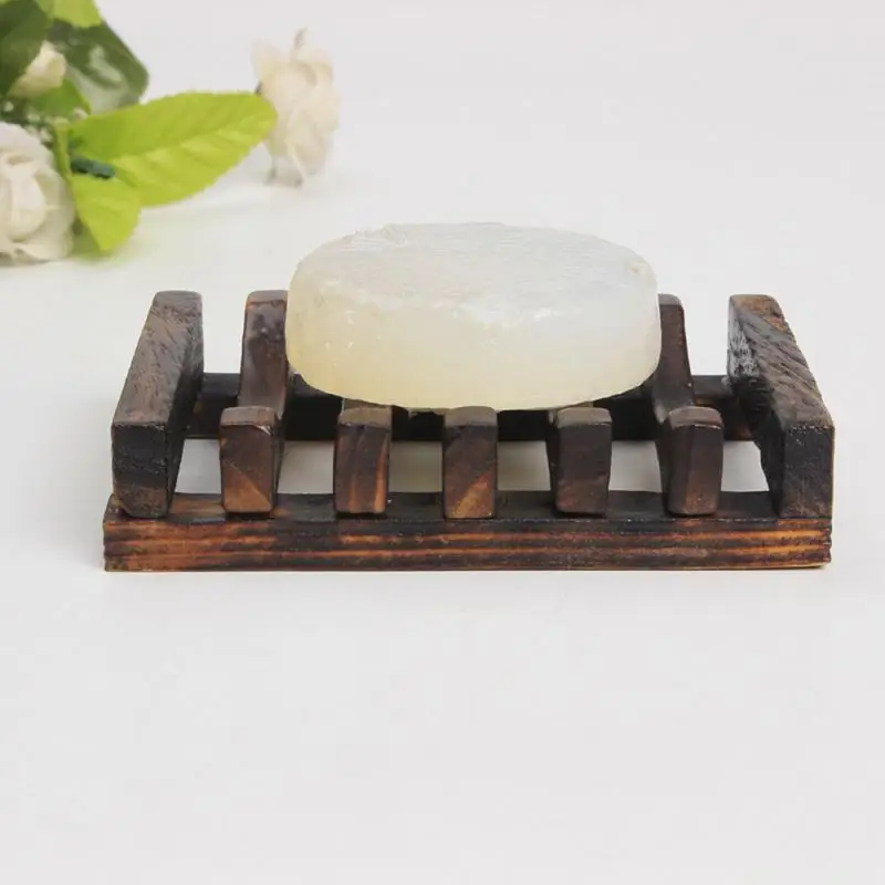 House Home Wooden Natural Bamboo Soap Dishes Tray Holder Storage Soap Rack Plate - £19.98 GBP