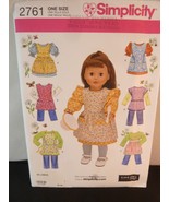 Simplicity Sewing Pattern 2761 Doll Clothes &amp; Aprons for 18&quot; dolls 2008 - $8.54 CAD