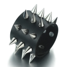 Triple Row Spiked Punk Leather Bracelet Punk Spiked Goth Jewelry Mens Women JL74 - £9.10 GBP