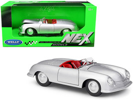 Porsche 356/1 Roadster Silver with Red Interior &quot;NEX Models&quot; 1/24 Diecast Model  - $40.99