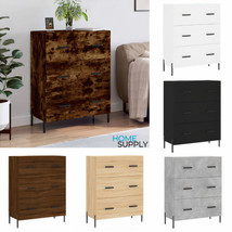 Modern Wooden Chest Of 3 Drawers Home Sideboard Storage Cabinet Unit Metal Legs - £103.79 GBP+