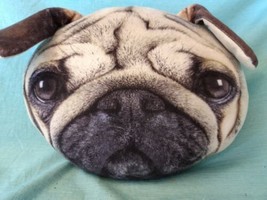 Pug Face Throw Pillow Soft and Cuddly 12&quot; x 10&quot; - £10.30 GBP