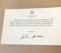 Girl Scout White House Card Joe Biden Official Greeting Gold Award Democrat Exc - £17.22 GBP