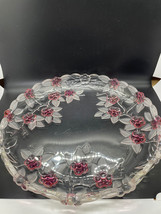 Mikasa Large Round Crystal Serving Dish/Tray/Platter with Red Flowers - £31.14 GBP