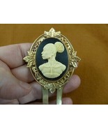 CAH20-6) RARE African American LADY white + black CAMEO Hairpin hair pin... - $695.26 MXN