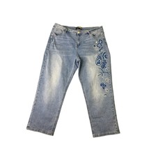 Suzanne Betro Denim Womens Size 22 Light Wash Jeans Blue Denim White Blue Floral - £15.60 GBP