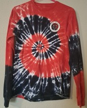 Simply Southern Small Tie Dye T-shirt Red White Blue Long Sleeve Christmas Puppy - £6.32 GBP