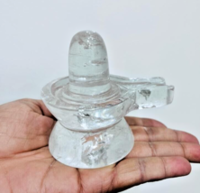 Large Clear Crystal Quartz Himalayan Jaldhari Shivling Pooja Home Decor 75MM - £63.18 GBP