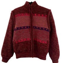 Mariea Kim 20 Ans Knits Winter Knit Vest Jacket L Faux Fur Lined Detachable - £46.35 GBP