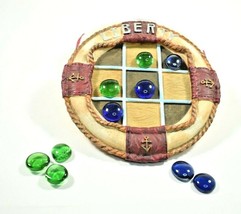 Nautical Jim-Buoy Life Ring Tic Tac Toe Trinket Dish with Glass Stones (Resin) - $18.32