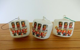 Set of 3 vintage silk thread Christmas ball ornaments with toy soldier d... - £9.59 GBP