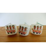 Set of 3 vintage silk thread Christmas ball ornaments with toy soldier d... - $12.00