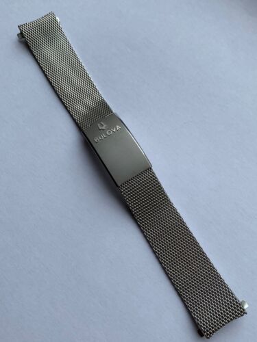 Rare mesh bulova accutron mens watch strap,17.3mm,curved lugs.clean,used. - $52.44