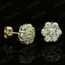 1.00Ct Round Cut Diamonds Flower Cluster Stud Earrings In 14K Yellow Gold Finish - £66.02 GBP
