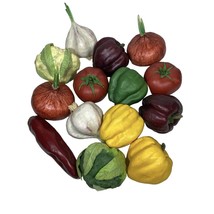 Faux Vegetables Fake Food Lot 14 Pc Peppers Onion Cauliflower Tomato Vintage - £15.66 GBP