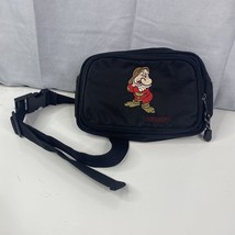 Disney Parks Vintage Embroidered Grumpy Black Fanny Pack Belt Bag Adjustable Zip - £17.96 GBP