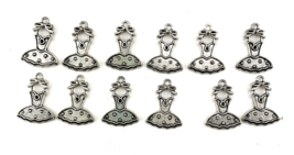 Oriental Trading Co. Ballerina Dress Charms Metal Silver Color Tutu Set of 12  - £9.41 GBP