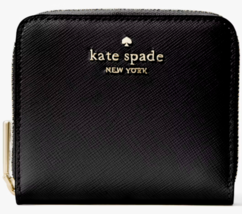 NWB Kate Spade Staci Small ZipAround Wallet Black Leather KG035 $139 Dust Bag FS - £58.65 GBP