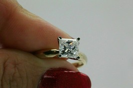  1.50CT Princess Cut Solitaire Diamond Engagement Ring Solid 14K Yellow Gold Ove - £87.02 GBP