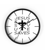 Wall Clock &quot;Jesus Saves&quot; in Black or White Frame - $34.99