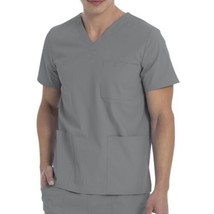 Scrubstar Unisex Solid V-Neck Scrub Top WM01T895 Gray Small NWT Medical - £7.80 GBP