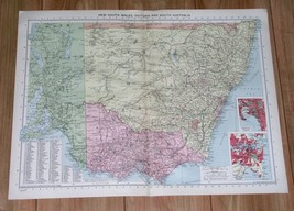 1940 Original Wwii Map Of New South Wales Victoria Melbourne Sydney Australia - £18.49 GBP