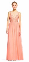 NWT Adrianna Papell Coral Beaded Illusion Dress Size 6 - $109.00