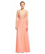 NWT Adrianna Papell Coral Beaded Illusion Dress Size 6 - £86.12 GBP