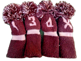 Set of 4 Unbranded 1,3,4,X Knit Pom-Pom Golf Club Vintage Headcovers On ... - $17.37