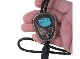 c1960 Louise Platero Navajo Sterling/turquoise Bolo turned lanyard - £193.18 GBP