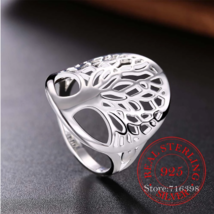.925 Sterling Silver Tree Of Life Ring - £15.13 GBP
