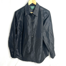 Ralph Lauren Womens Black Silk Shirt Top Blouse Sz 14W - $19.88