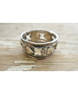 Vargas Sterling Silver Heart &amp; Flowers Band Ring Sz 6 - $18.95